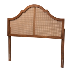 Baxton Studio Camila Classic and Traditional Ash Walnut Finished Wood King Size Headboard with Rattan